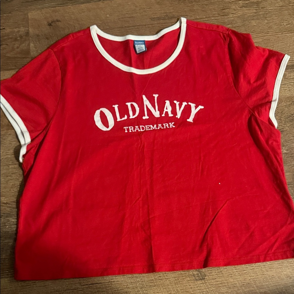 Old Navy XXLVibrant Red Tee with White Accents